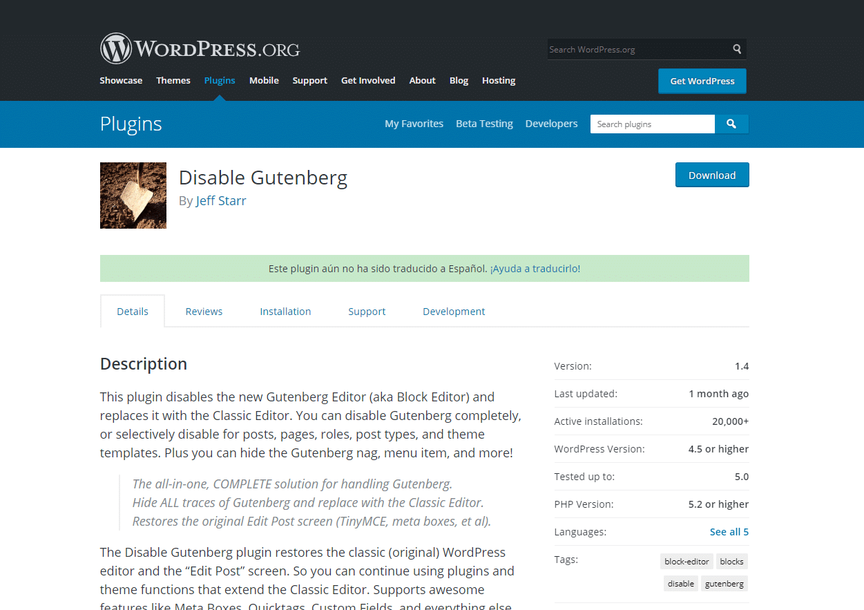 No actualices tu sitio web a WordPress 5.0 hasta no leer esto. - Disable Gutenberg - No actualices tu sitio web a WordPress 5.0 hasta no leer esto.